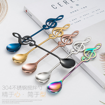 304 stainless steel spoon creative cute coffee spoon drink stirring small spoon net RED Music symbol spoon