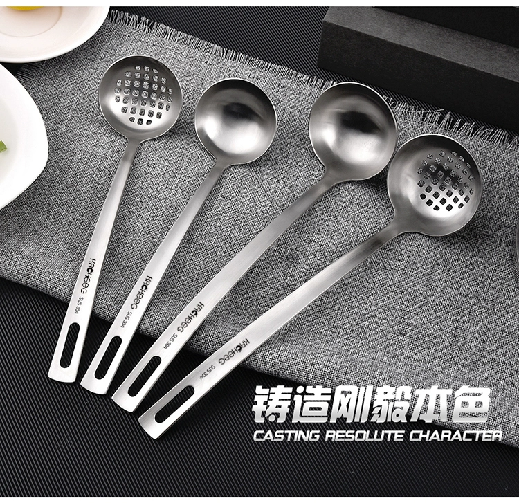 Lẩu lẩu dày 304 muỗng inox súp colander tay cầm dài đặt bếp đặt cháo nhà bếp - Phòng bếp chảo dùng cho bếp từ