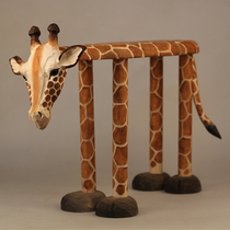 Solid wood hand engraving large number giraffe home doorway for shoe changing stool creative adult wearing shoes stool door hall Makeup Stool