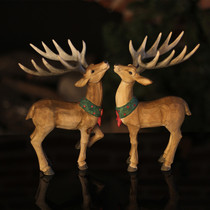 Solid Wood Artisanal Engraving Deer Christmas Day Gift Home Creative Modern Minima Living Room Desktop Delivery People Small Hem