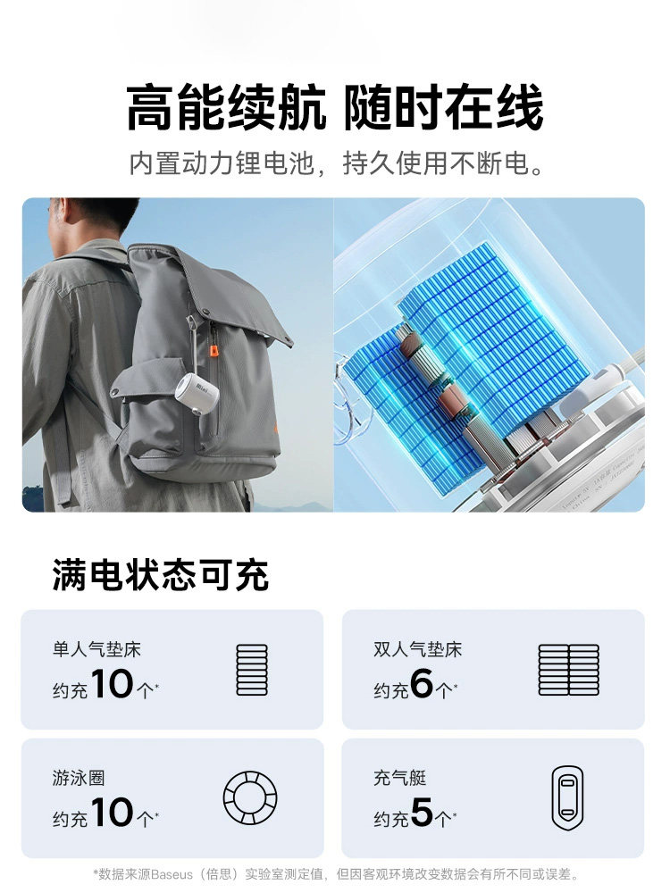 Baseus Outdoor Camping Wireless Air Pump Air Mattress Inflatable Mattress Sofa Air Pump Swimming Pool Small Air Pump