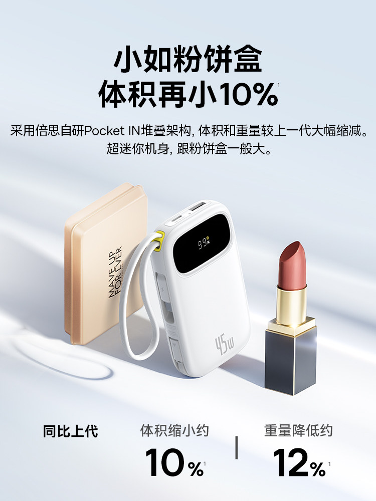 [3C Certification] Baseus 10000Mah Power Bank 2025 New Model Fast Charging Ultra-Thin Compact Portable with Built-In Cable Large Capacity Mobile Power Bank Portable Suitable for Xiaomi Apple 17 Special Genuine Product