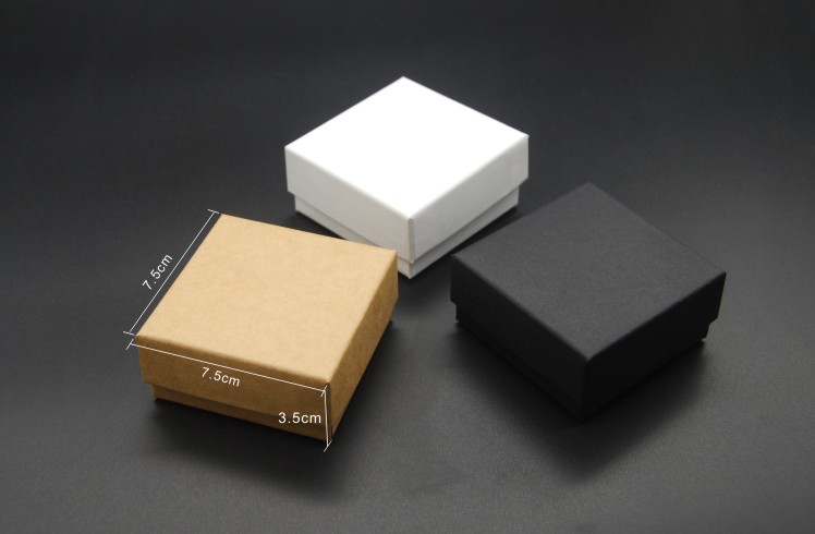 Hộp đựng trang sức giấy kraft nhập khẩu Hộp mặt dây bằng da màu trắng Hộp đựng vòng đeo tay bằng da màu đen Bao bì trang sức phổ biến - Vòng đeo tay Cuff lac tay dep