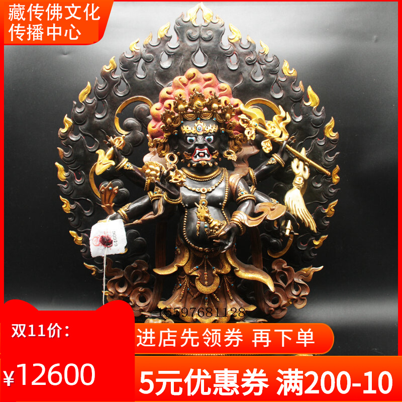 Tibetan-style Nepalese bronze Buddha statue, white six-arm Mahakala Harvard statue, one foot five Buddha statue