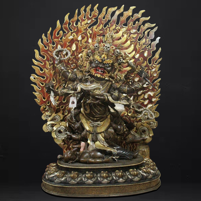 Nepal's Six-arm Maha Gala Custodian Act Like a red copper-white gold home dedicated to the mercy of the Buddha Grand Black Day 85cm-Taobao