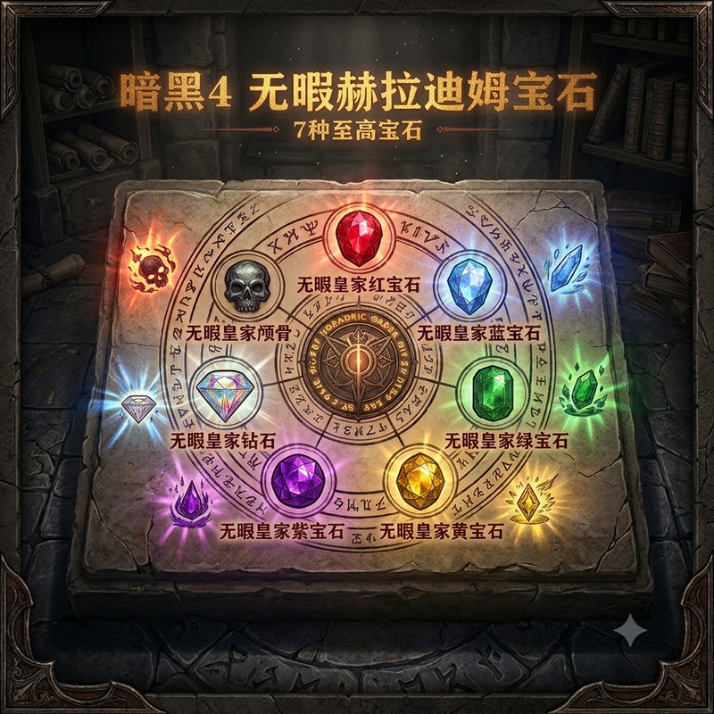 Diablo 4/Chinese and International Servers Flawless Helliard Gems Can Be Purchased in Multiple Quantities Can Be Mixed Red, Blue, Green Skulls