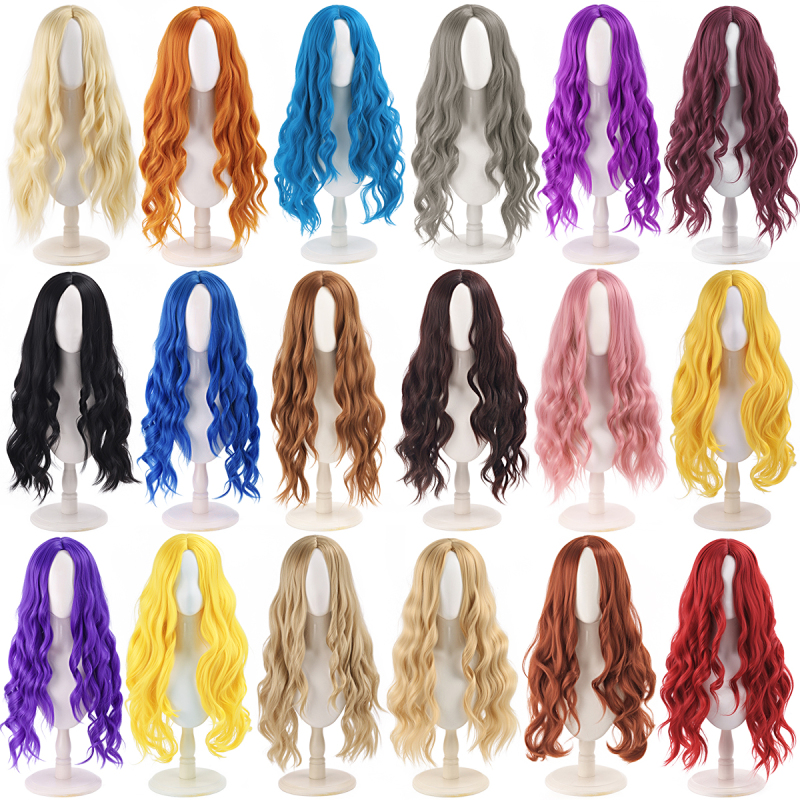 80cm Rose Net Universal Cos Wig, Middle Part Long Curly Hair, Small Curls, Anime Color Black, White, Silver, Dark Blue, Light Yellow, Red 80cm Rose Net Universal Cos Wig, Middle Part Long Curly Hair, Small Curls, Anime Color Black, White, Silver, Dark Blue, Light Yellow, Red