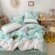 Mùa hè quả bơ lưới màu đỏ giặt cotton bốn mảnh khăn trải giường chăn trải giường ngày cô gái trẻ sinh viên ký túc xá bộ đồ giường - Bộ đồ giường bốn mảnh