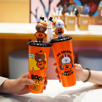 Line Frineds Brownie Bear Connie Rabbit Sally Chicken Halloween Doll Water Cup Doll Suction Cups Drink Cup