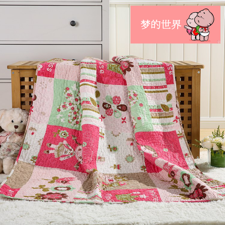 Tấm bông mảnh duy nhất bông phim hoạt hình bởi bé trải giường cotton nap quilt chần chăn có thể giặt