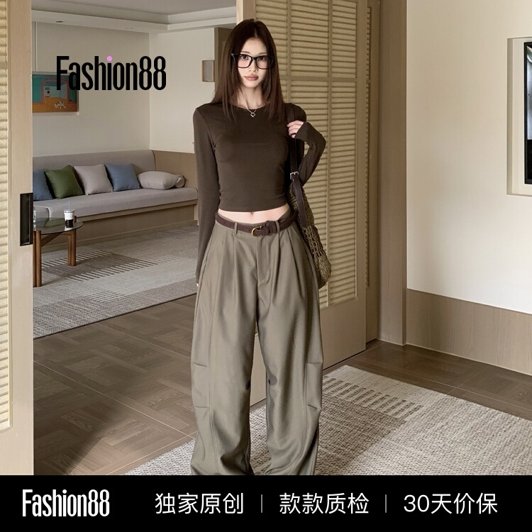 Iamannieww Spring New 2026 Women's Casual Suit T-Shirt and Long Pants Two-Piece Set Stylish Versatile Wide-Leg Pants Iamannieww Spring New 2026 Women's Casual Suit T-Shirt and Long Pants Two-Piece Set Stylish Versatile Wide-Leg Pants
