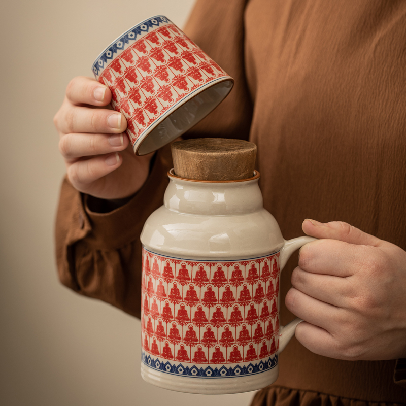 Retro Small Warm Kettle for Home Use with Lid, Large Capacity Tea Pot, Creative Ceramic Tea Cup for Office, Herbal Tea Pot