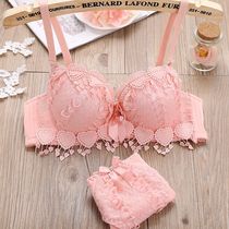 Student Japanese girl underwear set with rims without trace Plug-in sexy gathered bra panty set