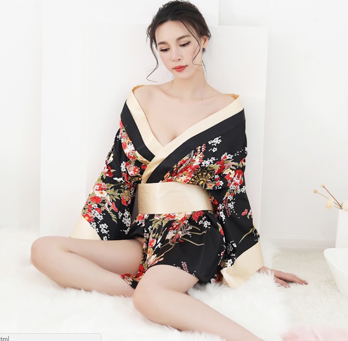 Nữ mùa hè đồ ngủ gợi cảm kimono Nhật Bản hoa anh đào gợi cảm đồ lót phối cảnh tâm trạng quần áo người cám dỗ đồng phục phù hợp với váy ngủ váy ngủ dài tay