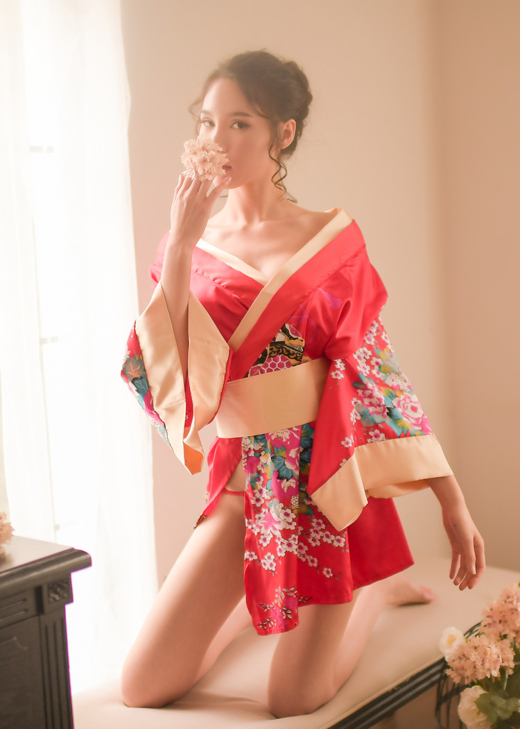Nữ mùa hè đồ ngủ gợi cảm kimono Nhật Bản hoa anh đào gợi cảm đồ lót phối cảnh tâm trạng quần áo người cám dỗ đồng phục phù hợp với váy ngủ váy ngủ dài tay