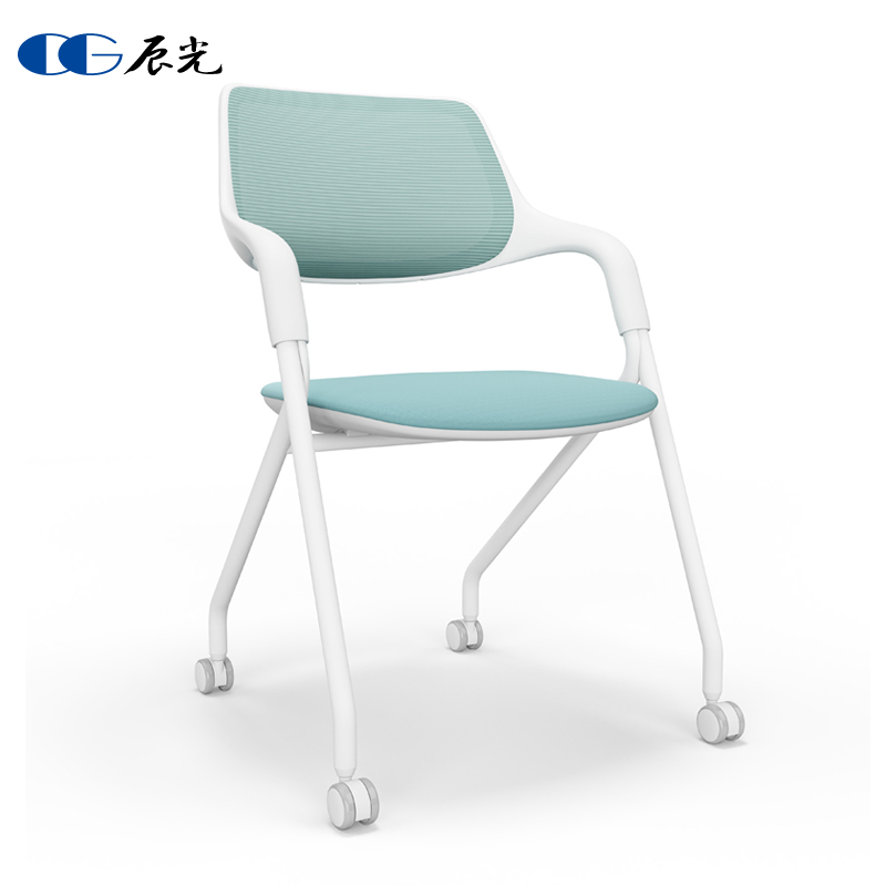 Foldable Meeting Chair Classroom Student Chair Minimalist Library View Seat Belt Wheel Modern Fashion Training Chair