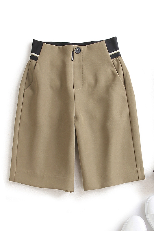 Striped Belt Equestrian Mid-Length Shorts Women's European Style Summer New Suit Women's Knee-Length Shorts High-Waisted Slimming Dress Pants Trendy Striped Belt Equestrian Mid-Length Shorts Women's European Style Summer New Suit Women's Knee-Length Shorts High-Waisted Slimming Dress Pants Trendy