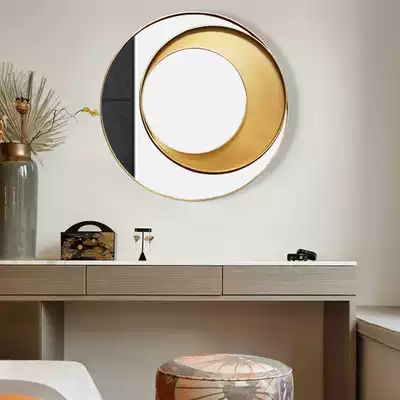 Highlights Home decoration American entrance mirror wall hanging wooden round background wall art wall decoration mirror customization