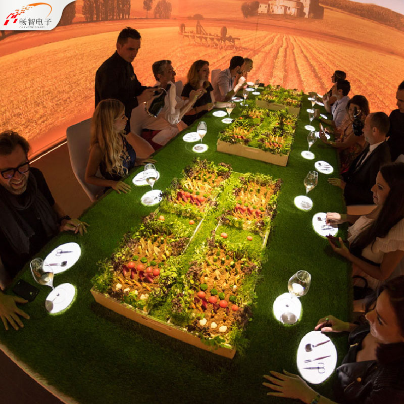 3D holographic projection table dining room sensory equipment interactive 5D desktop immersive fusion software wedding material