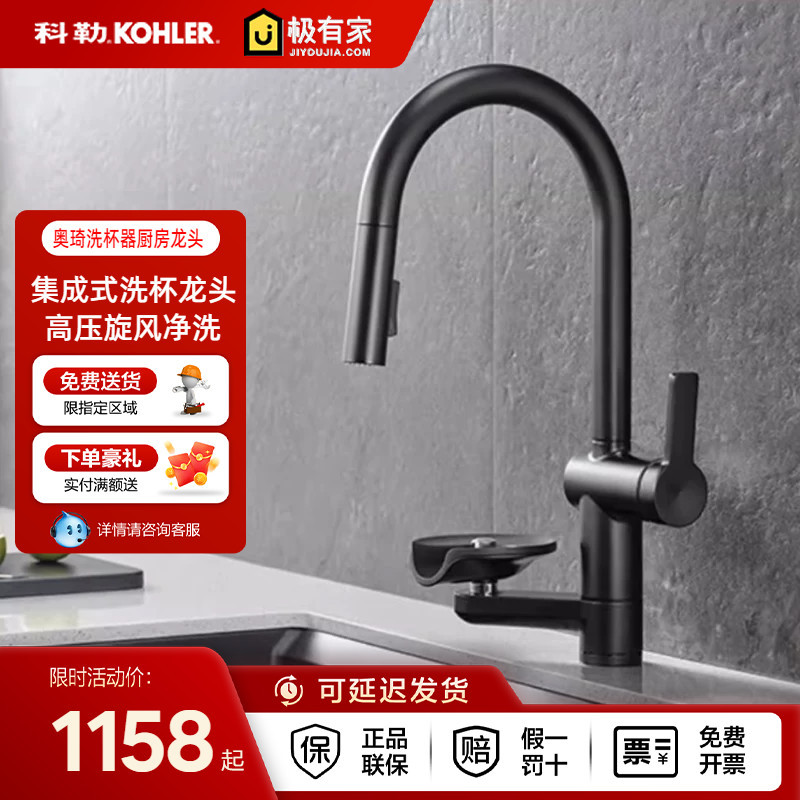 Kohler Oqi Cup Washer Pull-Down Kitchen Faucet Hot and Cold Water Kitchen Faucet 34861