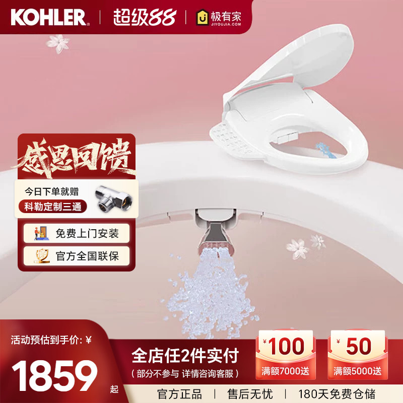Kohler Queen Seat Front Bidet Smart Toilet Seat with Bidet Spray Nozzle, Self-Cleaning Dual Tube Dual Spray 38388