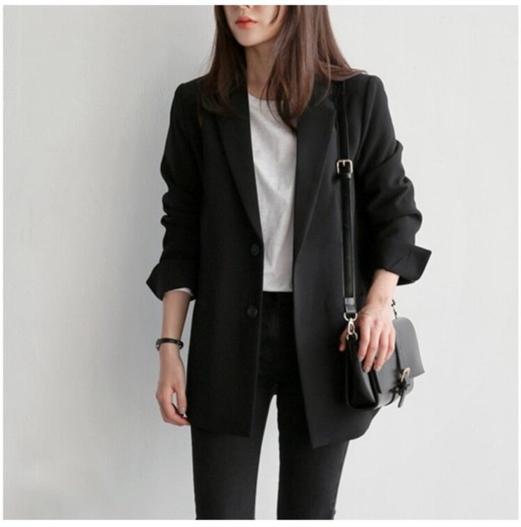 European Station Spring and Autumn Casual Black Slim Small Suit Hanging Korean Version British Style Long Sleeve All-match Suit Jacket Women