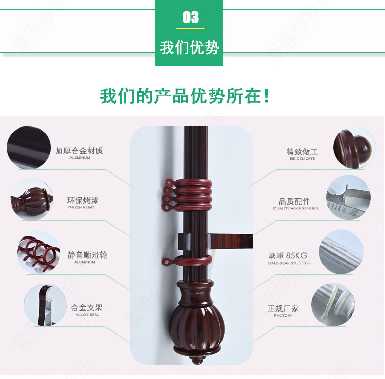 Thanh treo rèm La Mã hợp kim thanh que đơn thanh đôi thanh phụ câm khung phụ gắn phía trên tải - Phụ kiện rèm cửa rèm khung giường ngủ