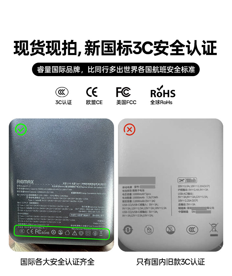 【New National Standard 3C Certification】Remax 2026 New Model Three-In-One Power Bank with Plug, 20000Mah, Built-In Cable, Fast Charging, Portable, Suitable for Airplanes, Compatible with Apple 17 Mobile Power Supply — تصویر 1