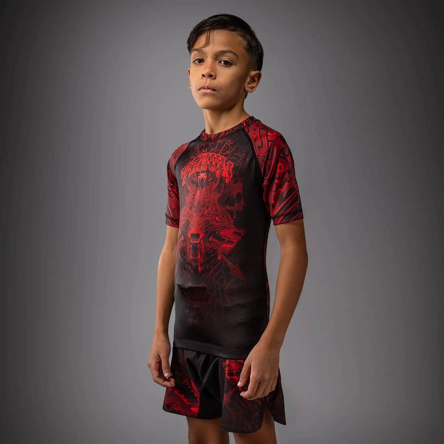 VENUM WOLF ATAK children's Muay Thai fighting Sanda tight short-sleeved confrontation training MMA Jiu-Jitsu wear-resistant clothing