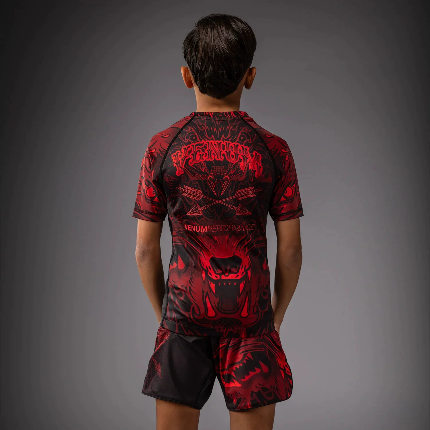 VENUM WOLF ATAK children's Muay Thai fighting Sanda tight short-sleeved confrontation training MMA Jiu-Jitsu wear-resistant clothing