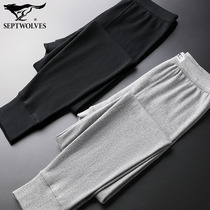 Seven Wolves Spring Autumn Pants Mens Pure Cotton Slim Fit Warm Beating Bottom Autumn Winter Wear Pants Loose Comfort Comfort Teen Students