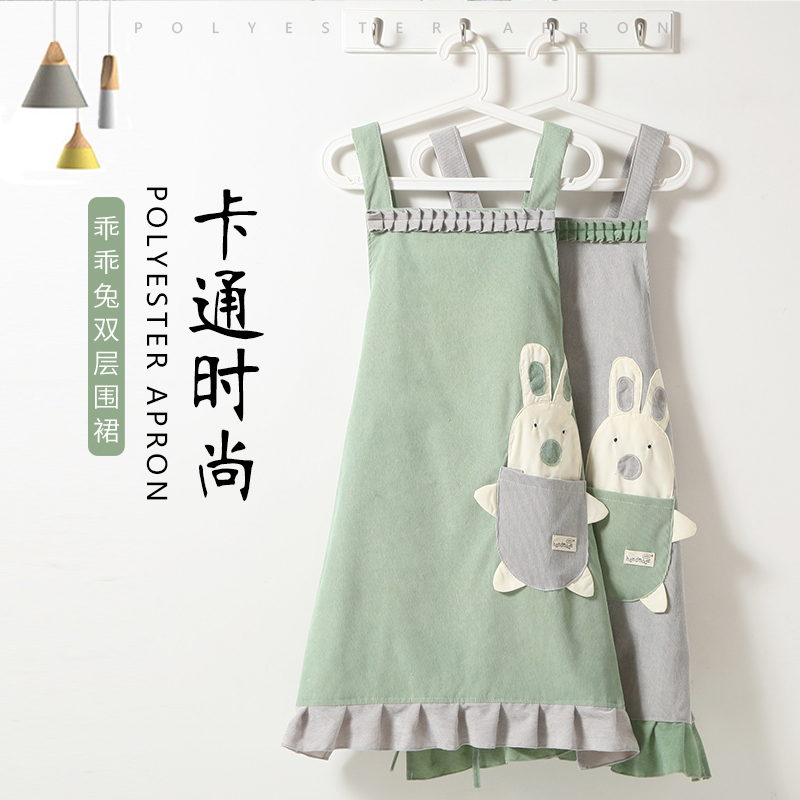 Han Edition Fashion cute piece apron female home kitchen new cooking oil and waterproof strap apron work