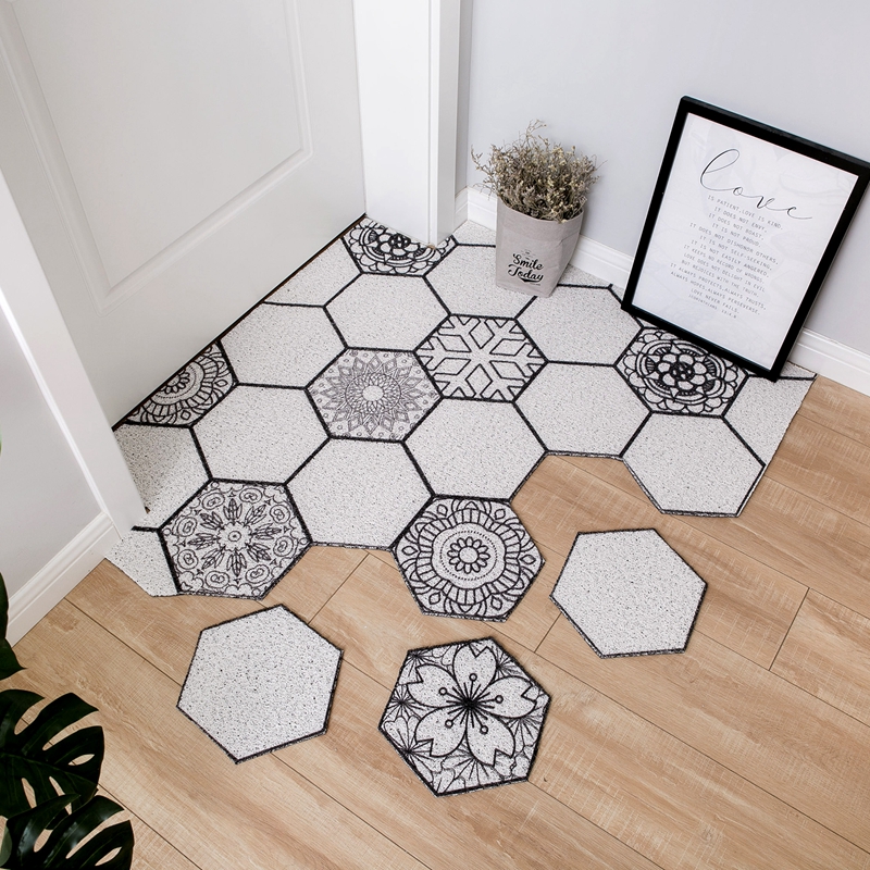 Entrance Silk Ring Ground Mat can cut Home In-door Anti-slip ground mat Kitchen Bathroom Genguan Printed Slip Mat