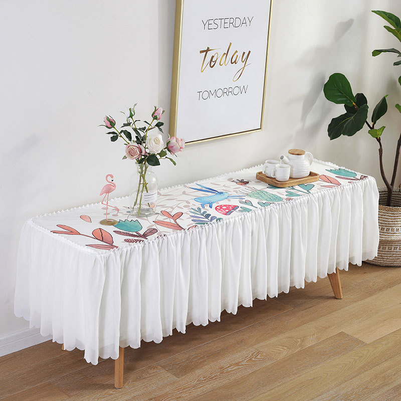 New Nordic ins printed little fresh TV cabinet table cloth snow spinning plus yarn lace full bag TV cabinet table cloth