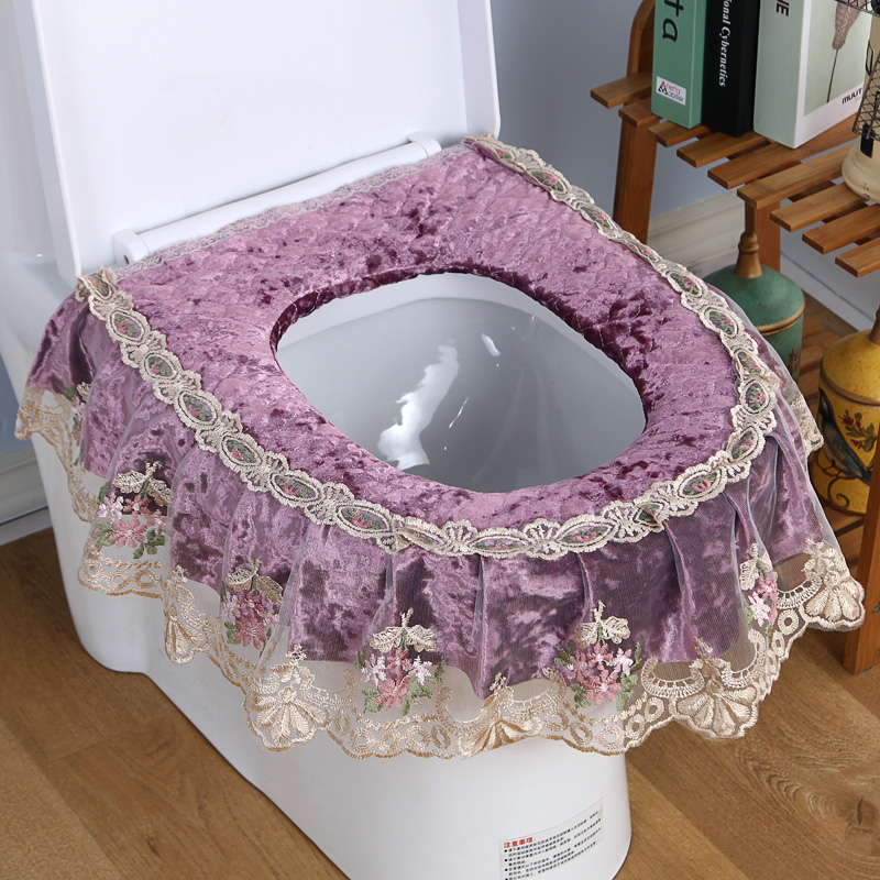 Eurostyle Lace Upscale Ice Flop Single Lap Toilet Sleeve Plush Four Seasons Makeup room Toilet Cover U Type Toilet