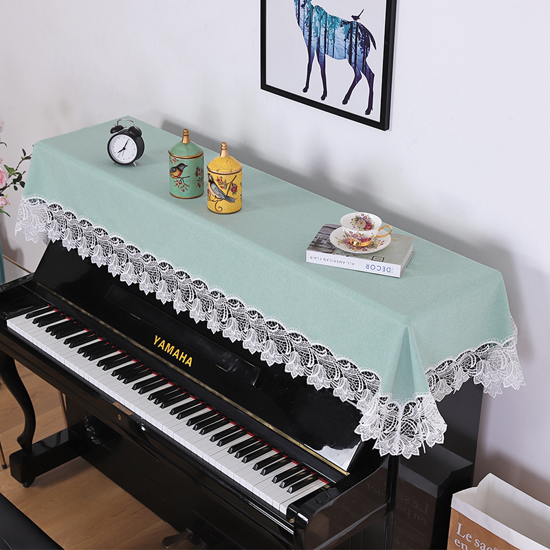 New simple cotton and linen fabric solid color piano half cover electronic piano lace cover towel cover cloth piano top cover dust cover