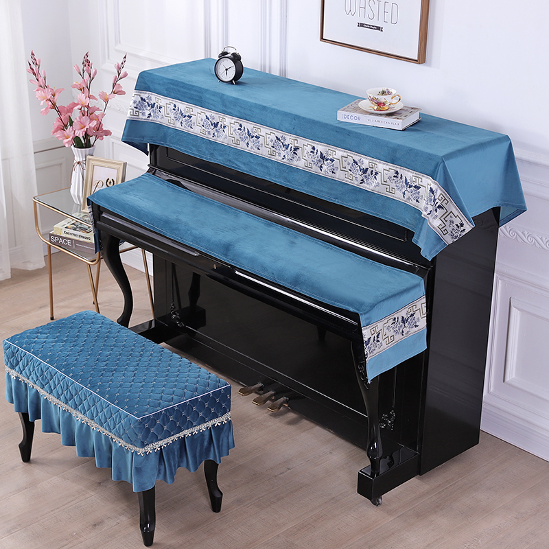 Piano cover three-piece cover cloth modern minimalist stool cover dust cover high-end piano cover half cover electronic piano cover