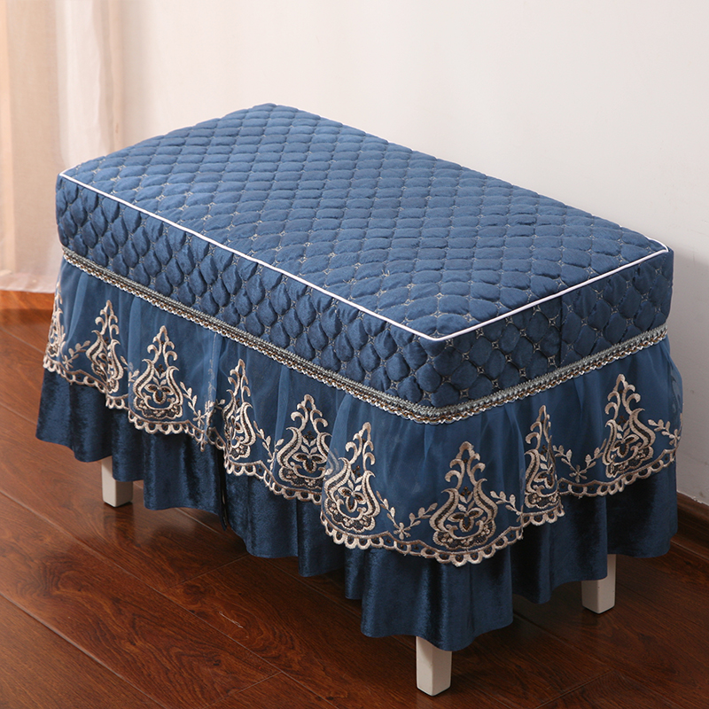 Shoe changing stool cover piano stool cover European style thickened fabric noble high-end all-inclusive shoe changing stool cover rectangular stool cover custom