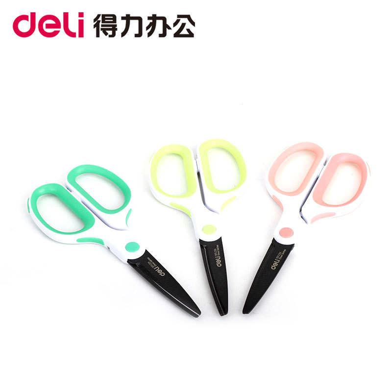 Deli right-hand 6054 Teflon scissors labor-saving scissors anti-stick anti-rust minimalist fashion Multi-color optional