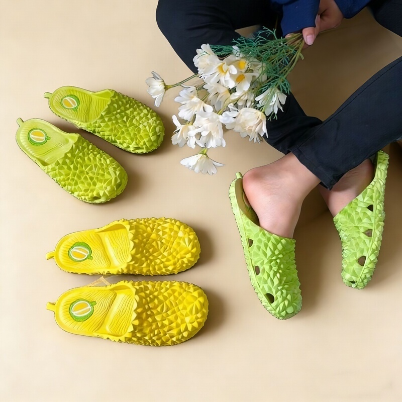 New Vietnamese Durian Slippers for Men, 2026 Internet Celebrity Hot Trend, Couple Outdoor Beach Slippers, Parent-Child Home Sandals, Women's Model