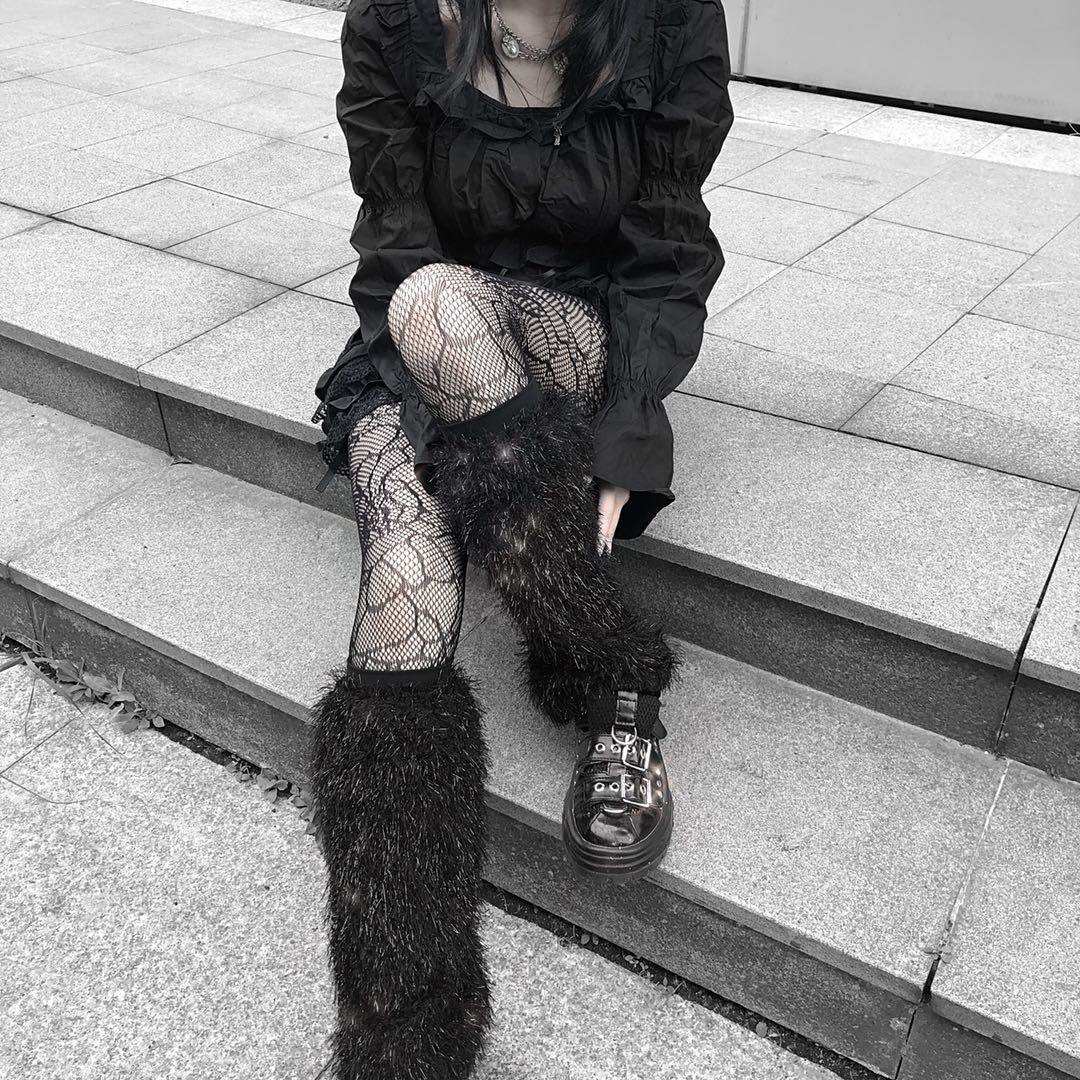 Broken bone original long version of furry super shiny silk warm Rover elastic leg cover sock jacket autumn and winter style