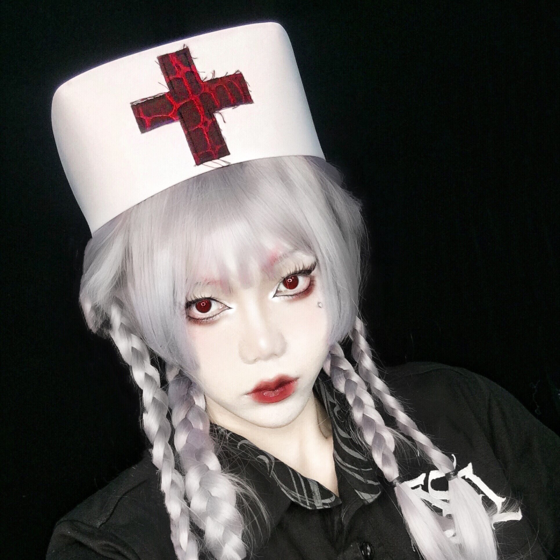 Broken bone Original Spice Girls Hospital Accessories Bloody Crocodile Pattern Cross Decoration White Red Nurse Cap Headgear