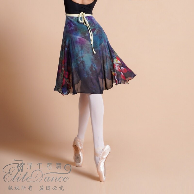Floating and dancing Monet's Garden Oil Painting Series Ballet Dance Basic Training Kung Fu Midi Dress 2020FW15