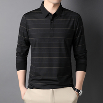 Autumn-winter unscarred men polo shirt loose boutique long sleeve t-shirt turnover for leisure