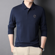 Autumn-winter unscarred men polo shirt loose boutique long sleeve t-shirt turnover for leisure