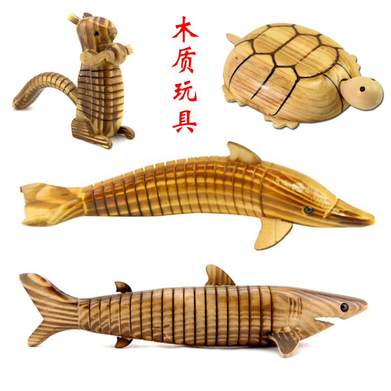 Wooden shark Crocodile Dolphin Dinosaur Tortoise Squirrel Child Simulation Wooden Animal Toy Model Swing