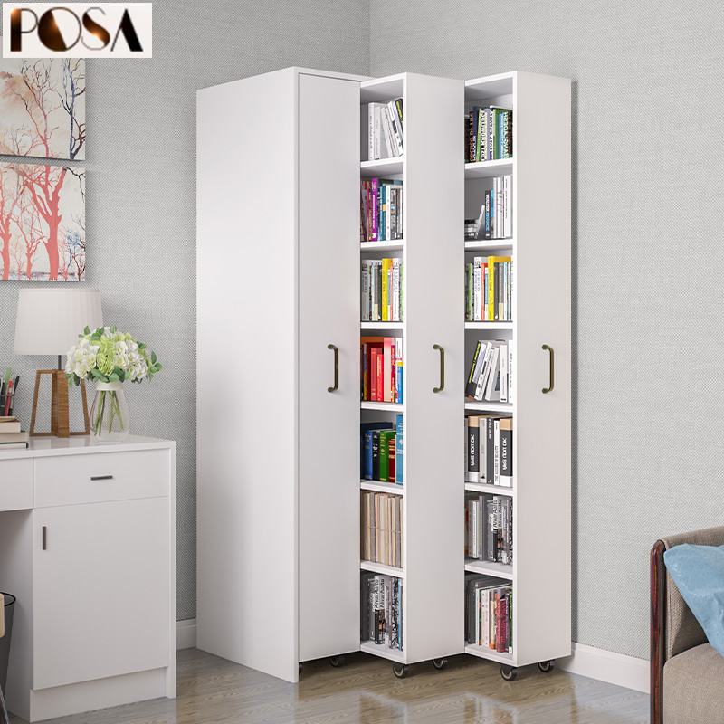 Movable bookcase floor dustproof simple push-pull modern minimalist shelf household cabinet storage cabinet living room