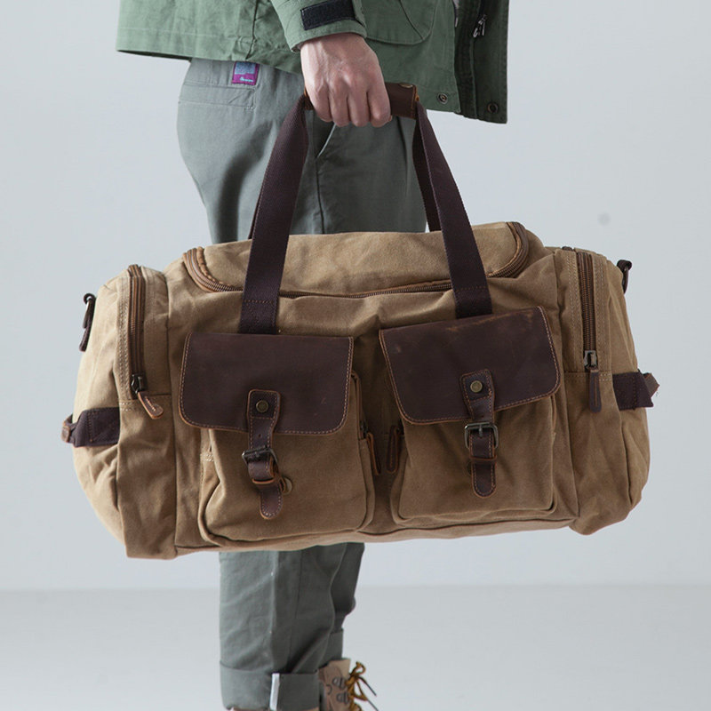 Korean version of men's handbag new fashion pure cotton canvas with cow leather fit mad mapboy bag large capacity leisure sheet-Taobao