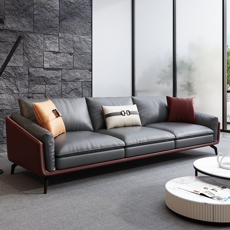 Nordic parquet genuine leather office sofa Reception room minimalist modern business guests Casual Tea Table Combo Suit