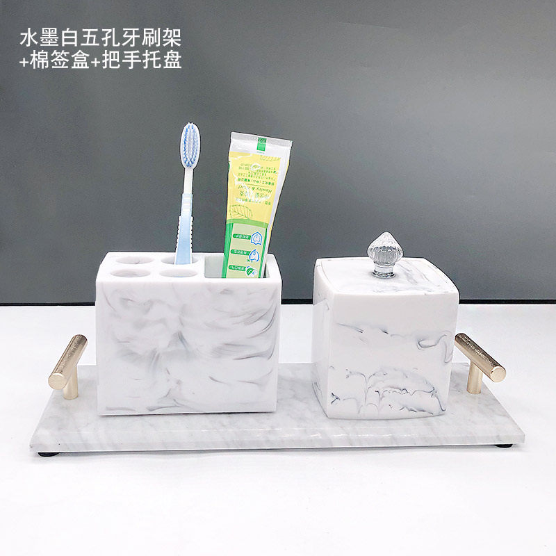 Simple electric toothbrush holder base Creative bathroom Marble texture Bathroom wash set Mouthwash cup Tooth set